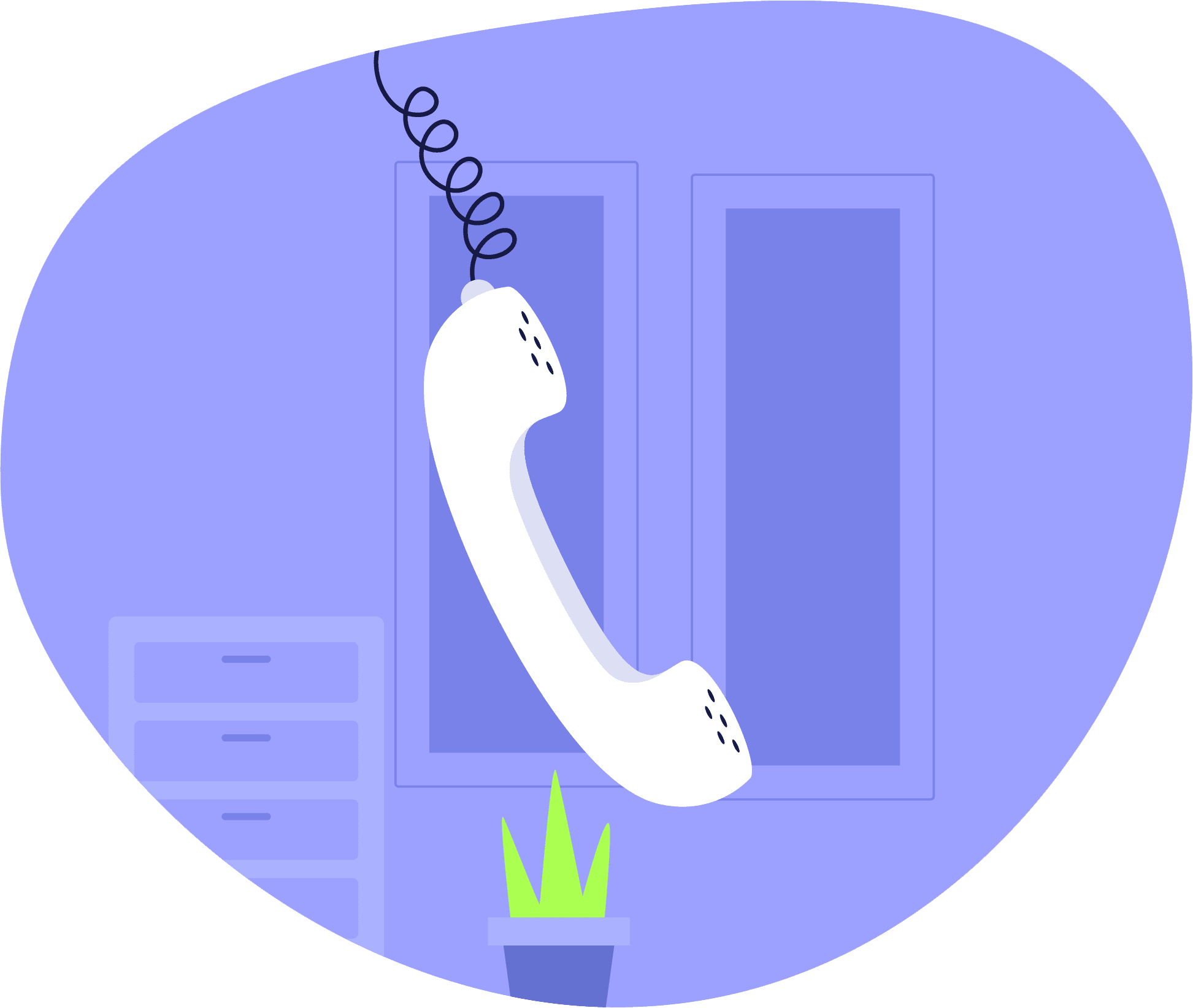 Illustration d'un téléphone rétro suspendu